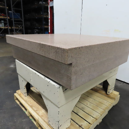 Herman Stone 48" x 48" x 12" Thick Crystal Pink Granite Surface Plate W/ Stand
