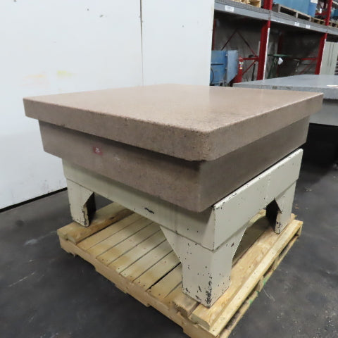 Herman Stone 48" x 48" x 12" Thick Crystal Pink Granite Surface Plate W/ Stand