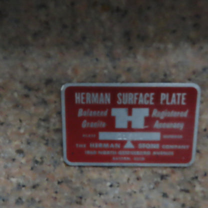Herman Stone 48" x 48" x 12" Thick Crystal Pink Granite Surface Plate W/ Stand