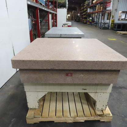Herman Stone 48" x 48" x 12" Thick Crystal Pink Granite Surface Plate W/ Stand