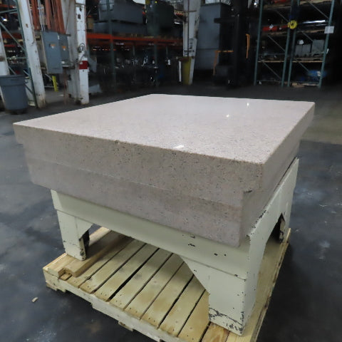 Herman Stone 48" x 48" x 12" Thick Crystal Pink Granite Surface Plate W/ Stand