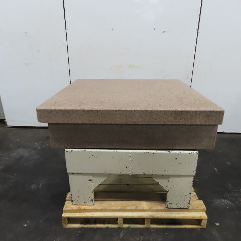 Herman Stone 48" x 48" x 12" Thick Crystal Pink Granite Surface Plate W/ Stand