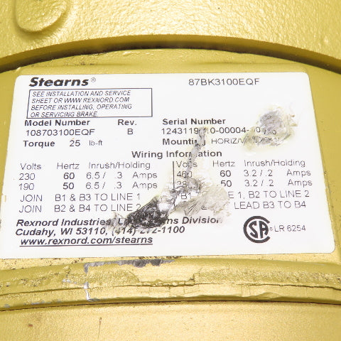 Baldor-Reliance EBM3730TY 7.5HP Brake Motor 230/460V 3Ph 213T Frame 1770RPM