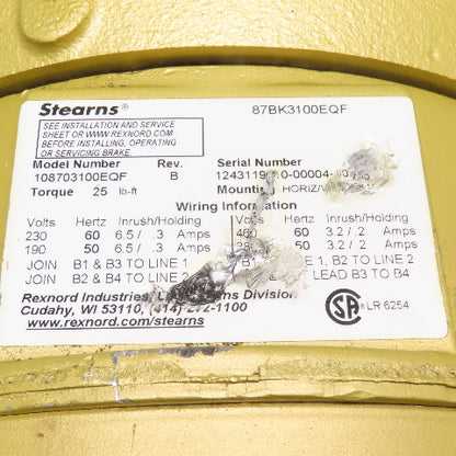 Baldor-Reliance EBM3730TY 7.5HP Brake Motor 230/460V 3Ph 213T Frame 1770RPM
