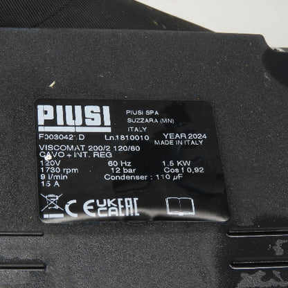 Piusi VISCOMAT 200/2 F0030421D Oil Transfer Pump Cart 120V 1Ph 9 L/min 12 bar