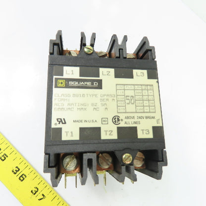 Square D 8910DPA53 50A 3-Pole Definite Purpose Contactor 600VAC Max