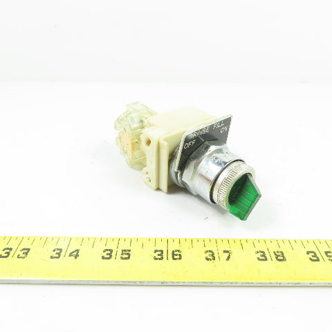 Square D 9001KM1 3-Pos Illuminated Green Selector Switch 120VAC