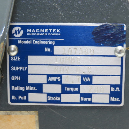 Magnetek 10MBE 107369 Industrial Brake 50VDC 4.7A 200 lb-ft No Shoes Or Drum