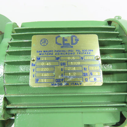 CEG M 71 0.6HP Electric Motor 220/440V 3Ph M 71 Frame 1700RPM Flange