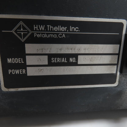 H.W. Theller, Inc. Model D Mini Tensile Heatseal Tester 120V 60Hz w/ Manual