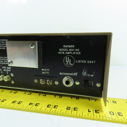 Raymer 801-40 Solid State Commercial PA Amplifier 40W 120VAC