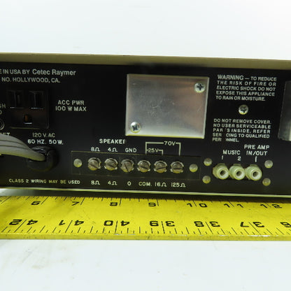 Raymer 801-40 Solid State Commercial PA Amplifier 40W 120VAC