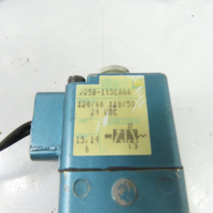 MAC 225B-113CAAA 3-Way Solenoid Valve 110/120V 24VDC 1/4" NPT