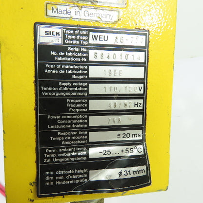 SICK WEU 26-720 Photoelectric Sensor 0.5-18M Range 110/120V