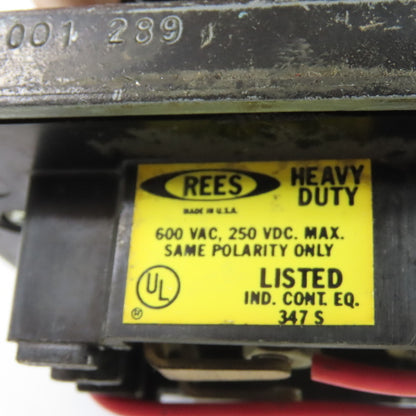 REES 347S Heavy Duty Mushroom Head Pushbutton Switch 600VAC 250VDC