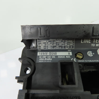 Allen-Bradley 1494V-DS60 0A 3-Pole Fusible Disconnect Switch 600VAC