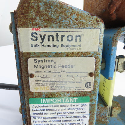Syntron F-TO1-A Magnetic Vibratory Feeder 115V 1Ph 32" Long Tray
