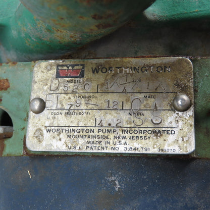 Worthington D520 Centrifugal Pump 1-1/4" x 1" x 4 1HP 230/460V 3Ph 4.2" Impeller