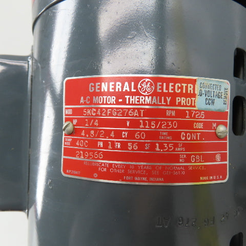 General Electric 5KC42FG276AT 1/4HP Motor 115/230V w/ B-510370 Sterns Brake