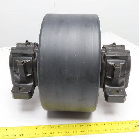 7" x 14" Polyurethane Trunnion Wheel Hold Down Roller Assembly