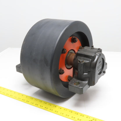 7" x 14" Polyurethane Trunnion Wheel Hold Down Roller Assembly