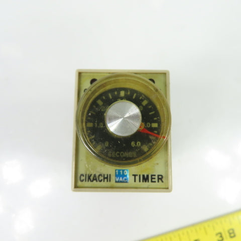 CIKACHI AH3-3 0-6 Second Timer Relay 8-Pin 110VAC w/ Socket Base