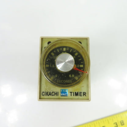 CIKACHI AH3-3 0-6 Second Timer Relay 8-Pin 110VAC w/ Socket Base