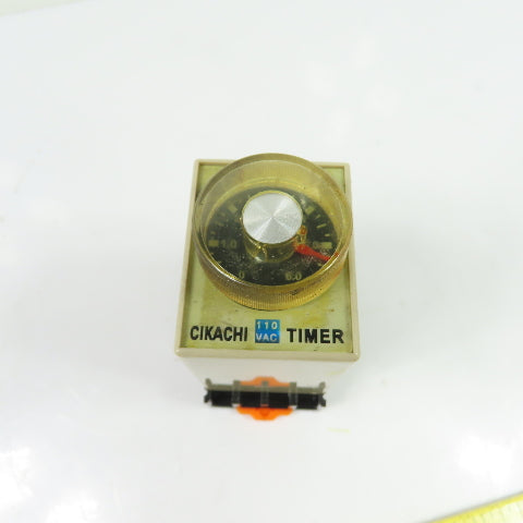CIKACHI AH3-3 0-6 Second Timer Relay 8-Pin 110VAC w/ Socket Base