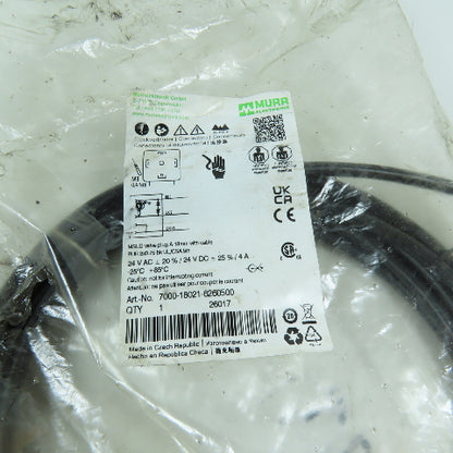 Murrelektronik 7000-18021-6260500 MSUD Valve Plug 18mm 5m PUR Cable 24V AC/DC 4A