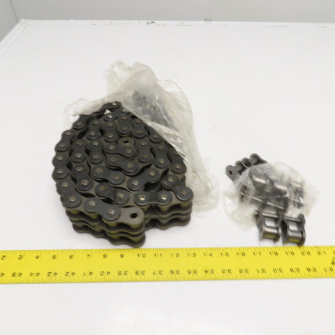 Mahera No. 100 Double Strand Riveted Roller Chain W/ Connecting Links 65"