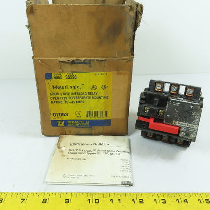 Square D 9065SS220 15-45A 3-Pole Solid State Overload Relay 600VAC