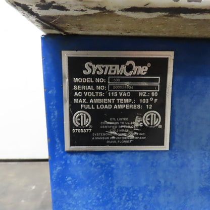 SystemOne Model 500 Recycling Small Parts Washer 115VAC 1Ph 12A