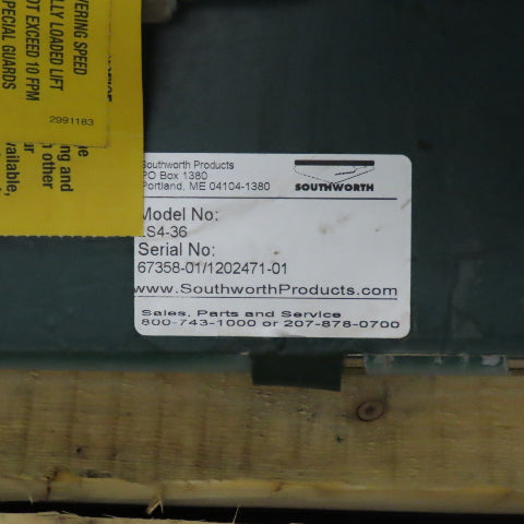 Southworth LS4-36 2-Ton 4000LB 48" x 48" Scissor Lift Table 115V 1Ph 43" Lift