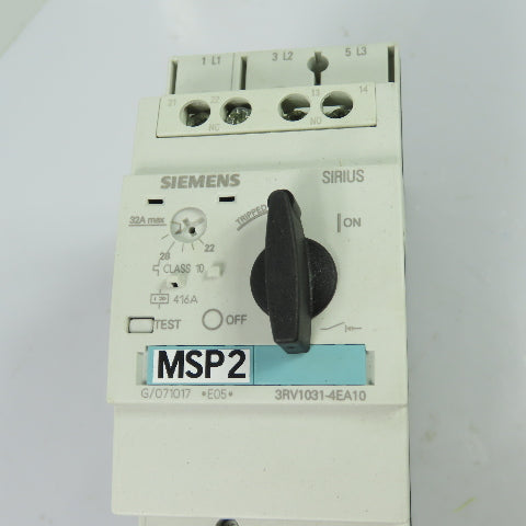 Siemens 3RT1035-1B40 3RV1031-4EA10 32A 3-Pole Manual Motor Starter Combo 690V