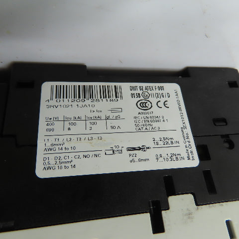 Siemens 3RT1016-1BB41 3RV1021-1JA10 7-10A Motor Starter Protector 24V Coil 690V