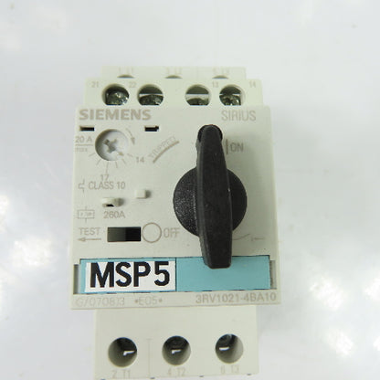 Siemens 3RV1021-4BA10 20A 3-Pole Manual Motor Starter Protector 690V