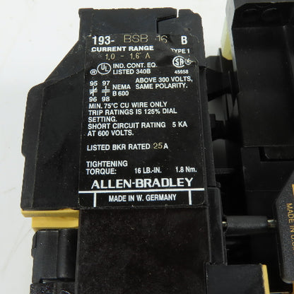 Allen-Bradley 100-A09ND3 9A 3-Pole Contactor 120V Coil 1.0-1.6A Overload