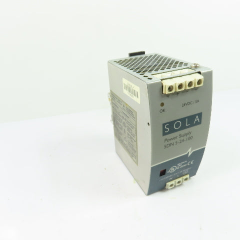 SOLA SDN 5-24-100 4VDC 5A Industrial DIN Rail Power Supply 115/230VAC Input