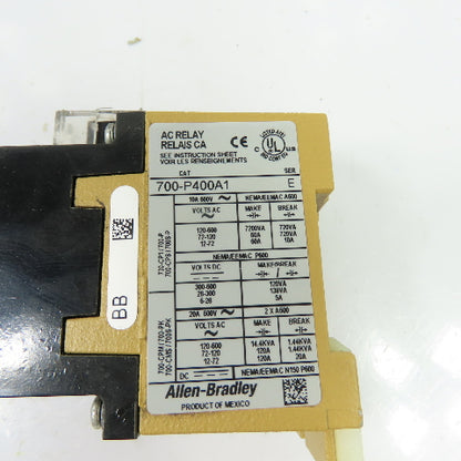 Allen-Bradley 700-P400A1 AC Relay w/ 700-PT Pneumatic Time Delay