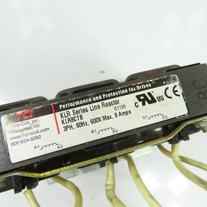 TCI KLR8CTB 8A 3Ph AC Line Reactor 600VAC 60Hz