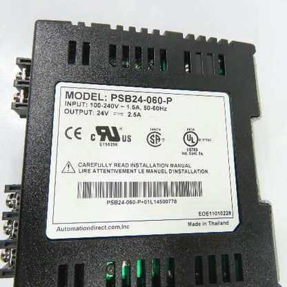 RHINO PSB24-060-P 24VDC 2.5A Power Supply 100-240VAC Input