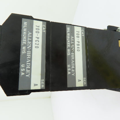 Allen-Bradley 700-P400A1 AC Control Relay 115-120V Coil W/ 700-PB40 & 700-PC20