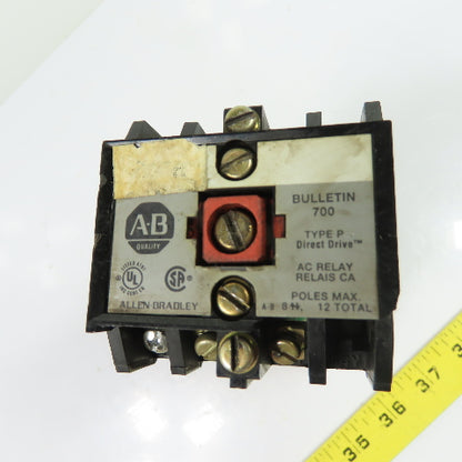 Allen-Bradley 700-P400A1 AC Control Relay 115-120V Coil W/ 700-PB40 & 700-PC20