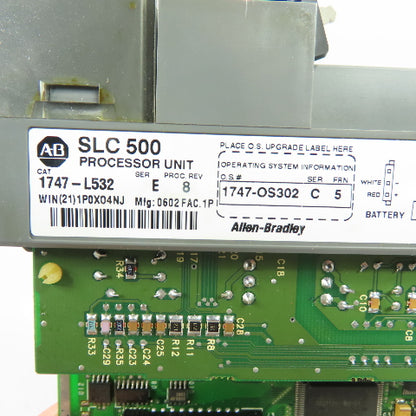 Allen-Bradley 1747-L532 SLC 500 5/03 CPU Processor Unit Ser E Rev 8 W/1747-OS302