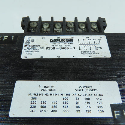 Micron V350-0486-1 Control Transformer 208-600V Primary 85-130V Secondary