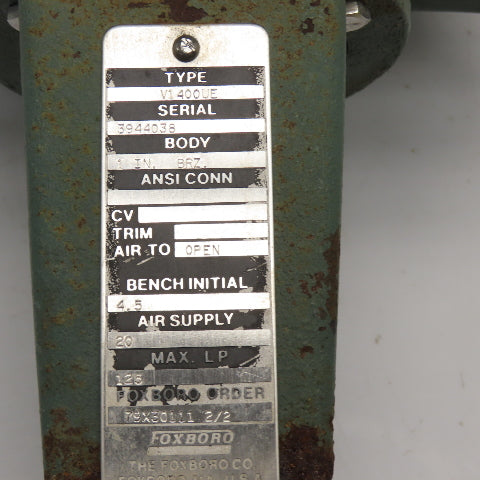 Foxboro P50 V1400UE 1" Bronze Pneumatic Diaphragm Control Valve