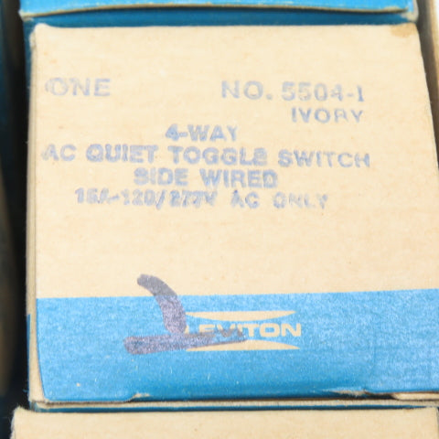 Leviton 5504-1 15A 4-Way AC Quiet Toggle Switch Ivory 120/277V NOS Lot Of 10