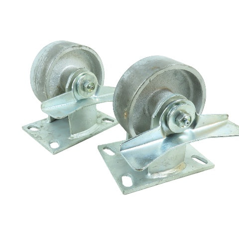 Colson 6SER5 5" x 2" Rigid Top Plate Locking Caster Cast Iron Wheel Lot Of 2