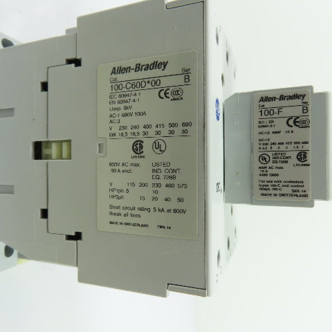 Allen-Bradley 100-C60D*00 60A 3-Pole IEC Contactor 24VDC Coil 600V Ser B