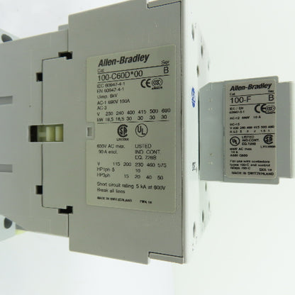 Allen-Bradley 100-C60D*00 60A 3-Pole IEC Contactor 24VDC Coil 600V Ser B